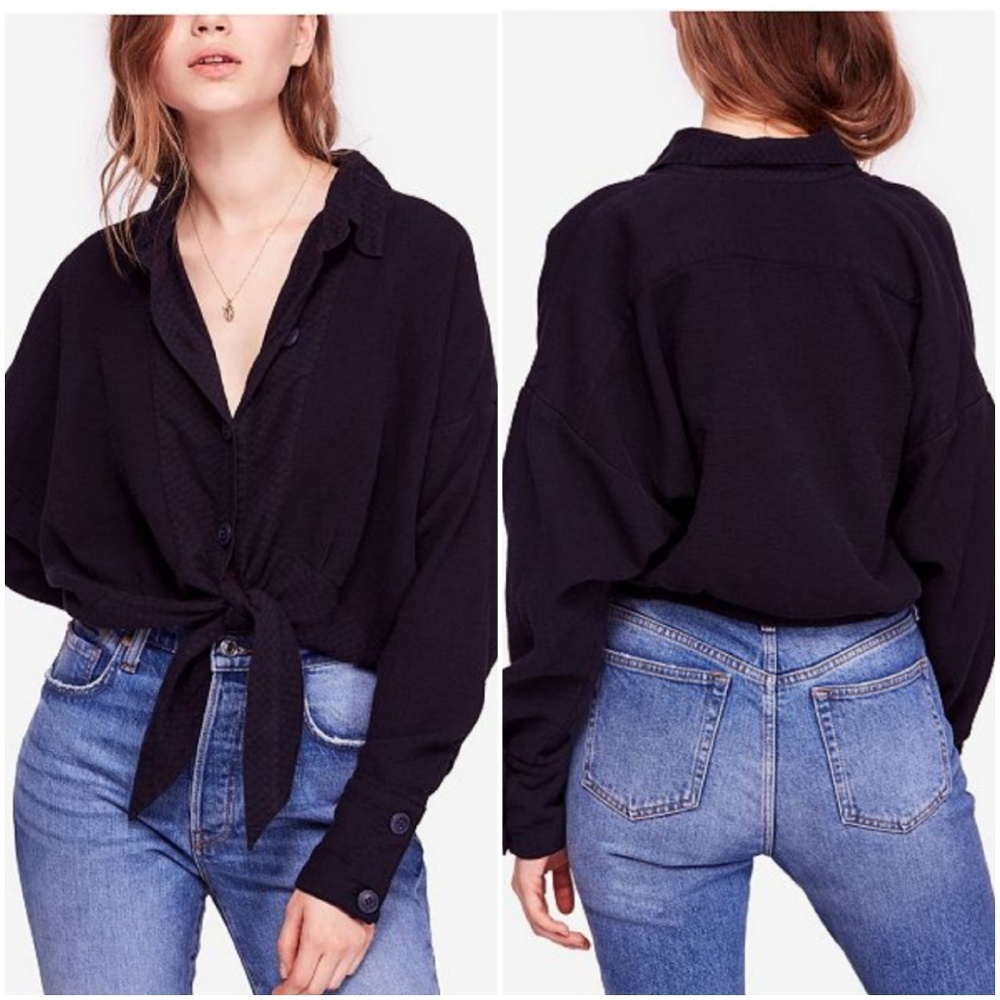 NWT Free People
Sunstreaks Cotton Tie-Front Shirt